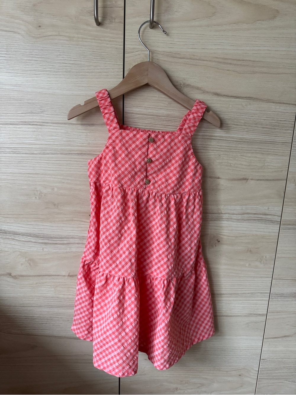 Carter's Coral Pink Gingham Tiered Sundress